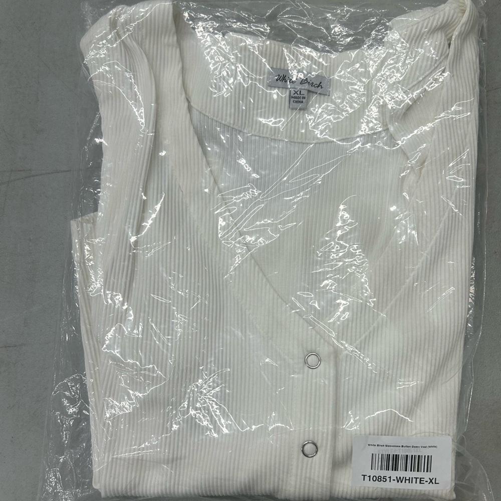 New White Birch Sleeveless Snap Down Vest in White Size XL - Picture 7 of 9